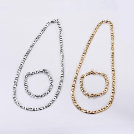 304 Stainless Steel Figaro Chains Jewelry Sets SJEW-E328-06-1