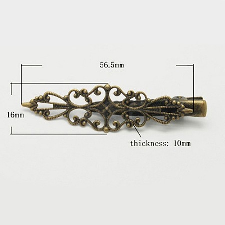 Antique Bronze Iron Flat Alligator Hair Clip Findings X-PHAR-B008-AB-1
