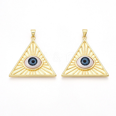 Brass Resin Pendants KK-T070-97-1