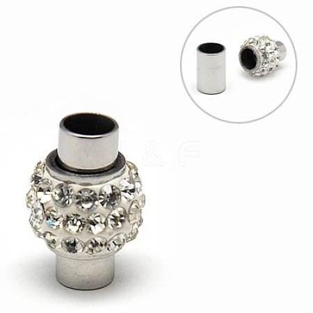 304 Stainless Steel Magnetic Clasps with Glue-in Ends RB-E402-2-1