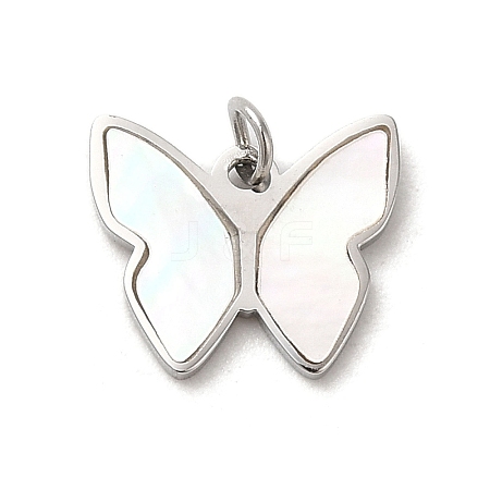 304 Stainless Steel with Shell Butterfly Charms STAS-K263-21P-1