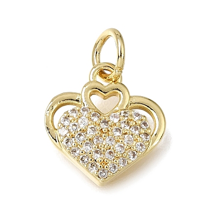 Brass Micro Pave Clear Cubic Zirconia Charms CU-L001-19G-02-1