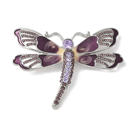 Dragonfly Alloy Rhinestone Brooches for Backpack Clothes JEWB-M067-05B-P02-1