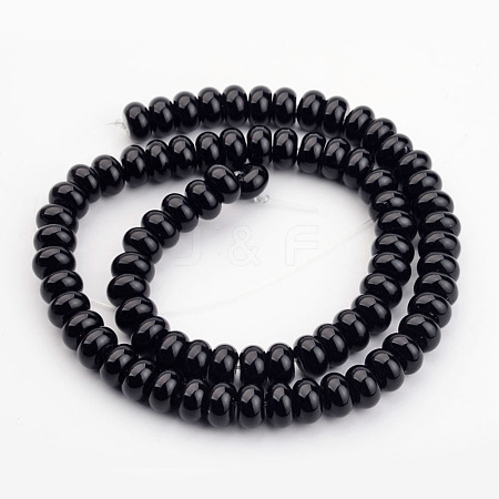 Natural Black Onyx Beads Strands G-H054-6x4mm-1