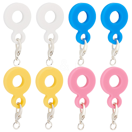 8Pcs 4 Colors Silicone Straw Pendants FIND-GO0003-51-1