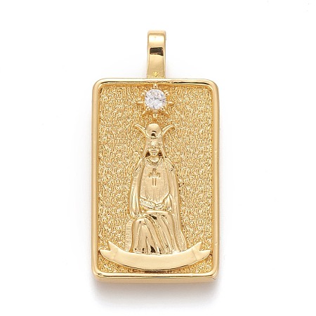 Brass Micro Pave Clear Cubic Zirconia Pendants ZIRC-Z004-01V-1