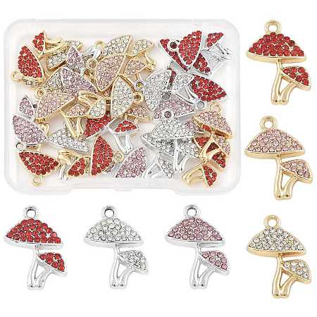 24Pcs 6 Colors Rack Plating Alloy Rhinestone Pendants FIND-FS0004-96-1
