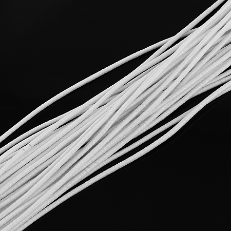  Jewelry Beads Findings Elastic Cord, with Fibre Outside and Rubber Inside, White, 2mm; about 100m/bundle
