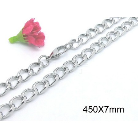 304 Stainless Steel Twisted Chain Curb Chain Necklaces NJEW-V0323-07-1