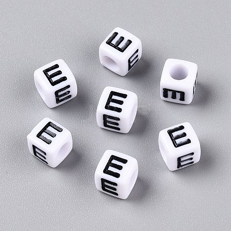 Large Hole Acrylic Letter European Beads SACR-Q103-6mm-01E-1