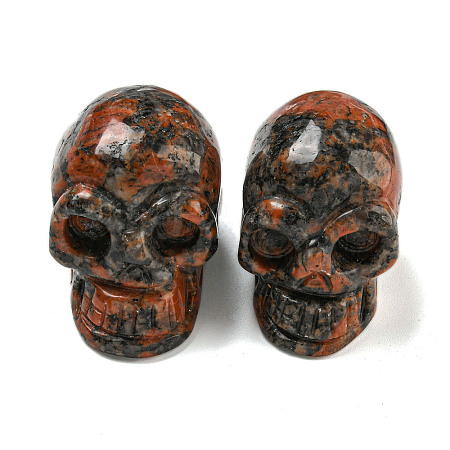 Halloween Natural Labradorite Skull Figurines DJEW-L021-01D-1