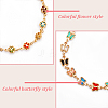 ANATTASOUL 2Pcs 2 Style Colorful Acrylic Butterfly & Clover Link Chain Anklets Set BJEW-AN0001-18-3