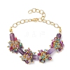 Natural Agate & White Jade & Amethyst  Beads Link Bracelets BJEW-JB12164-01-2