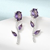 Brass Micro Pave Cubic Zirconia Stud Earrings KK-CBA8324-20P-5