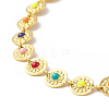 Colorful Enamel Flower Link Chain Bracelet X-BJEW-JB09940-2