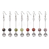 4 Pairs Natural Gemstone Round Beaded Dangle Earrings EJEW-JE05630-1
