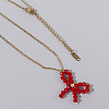Glass Beaded Bowknot Pendant Necklaces LS-LG8345-1-2