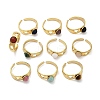 316 Stainless Steel with Natural Mixed Gemstone Cuff Rings RJEW-Z098-01G-05-4