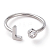 Brass Micro Pave Clear Cubic Zirconia Cuff Rings RJEW-J074-01P-L-1