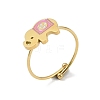 Ion Plating(IP) Elephant 304 Stainless Steel Enamel Ring RJEW-A038-15G-02-1