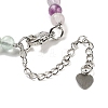 Natural Fluorite Round & Synthetic Non-magnetic Hematite & White Shell Beaded Bracelets for Women BJEW-K251-02B-4