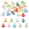 18Pcs 9 Styles Acrylic & Alloy Flower Pendants PALLOY-TAC0160-1