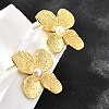 Flower Brass Stud Earrings EJEW-F358-03C-G-3