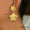 Elegant Stainless Steel Texture Flower Dangle Stud Earrings BG1437-2-1