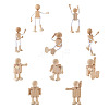 Unfinished Blank Wooden Robot Toys AJEW-TA0001-03-2