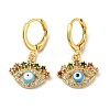 Evil Eye Real 18K Gold Plated Brass Dangle Leverback Earrings EJEW-A033-06G-05-1