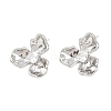 Flower Brass Micro Pave Clear Cubic Zirconia Stud Earring Findings KK-F921-03P-1