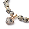 Natural Dalmatian Jasper Round Beaded Stretch Bracelets BJEW-JB09727-02-3