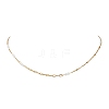 304 Stainless Steel with White Round Shell Pearl Handmade Link Chain Necklaces NJEW-JN05990-2