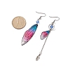 4 Set 4 Color Resin Wing with Feather Asymmetrical Earrings EJEW-TA00175-3