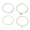 4Pcs 4 Styles Shell Pearl Round Beads Stretch Bracelets BJEW-JB12098-5