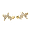 Heartbeat Brass Micro Pave Clear Cubic Zirconia Stud Earrings EJEW-G433-06G-4