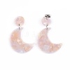 Cellulose Acetate(Resin) Crescent Moon Dangle Earrings EJEW-JE03424-M-4