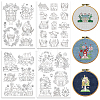 4 Sheets 11.6x8.2 Inch Stick and Stitch Embroidery Patterns DIY-WH0455-195-1