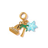 Summer 304 Stainless Steel Enamel Pendants STAS-OY012-10G-1
