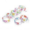 Transparent Resin Butterfly Finger Ring for Women RJEW-T022-027-2