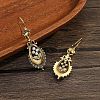Alloy Imitation Pearl Oval Dangle Earrings FS-WG8B302-01-2