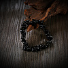 Natural Obsidian Chips Stretch Bracelets BJEW-BB16534-M-5