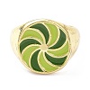 Pinwheel Pattern Alloy Enamel Finger Rings RJEW-Z008-15LG-C-3