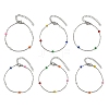 304 Stainless Steel Cable Chain Bracelet with Enamel Rondelle Beaded BJEW-G683-02P-01-1