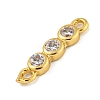 Brass Pave Cubic Zirconia Three Flat Round Links Connector Charms KK-P277-52A-A-4