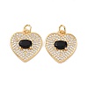Heart Brass Micro Pave Cubic Zirconia Pendants KK-G435-01G-05-2