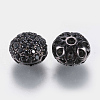 Brass Micro Pave Cubic Zirconia Beads ZIRC-G132-05B-2