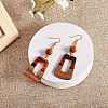 2 Pairs 2 Color Resin & Walnut Wood Trapezoid Dangle Earrings EJEW-SW00014-04-5