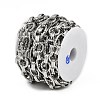 304 Stainless Steel Textured Oval with Flat Round Link Chains CHS-C017-01P-2