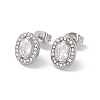 Cubic Zirconia & Rhinestone Oval Stud Earrings EJEW-A080-05P-1